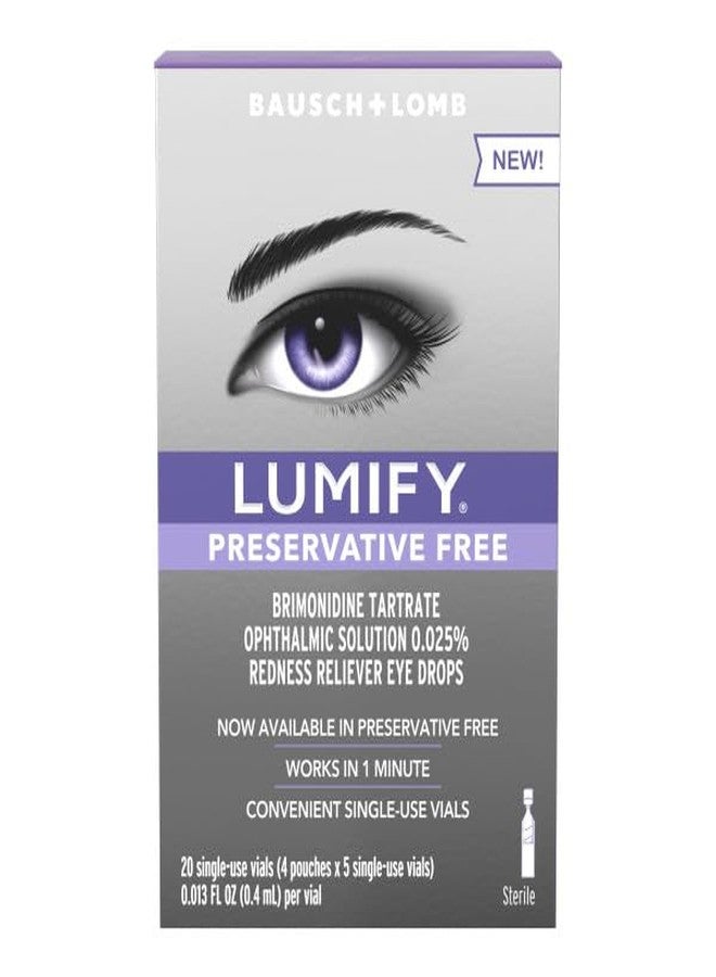 Lumify قطرات العين لوميفاي لتخفيف الاحمرار وخالية من المواد الحافظة، 20 قارورة للاستخدام الفردي (عبوة من 2) - Image 2